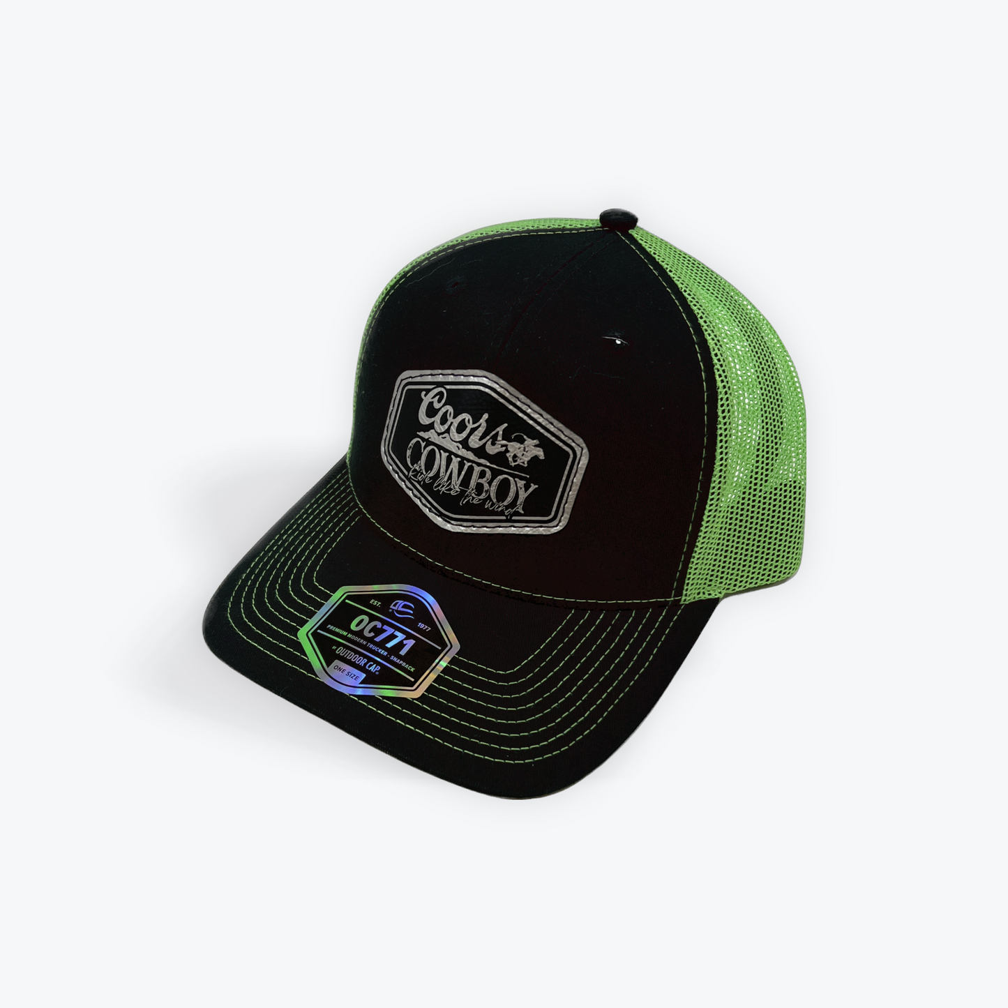 RXB Ride Cowboy Leather Patch Cap Neon Green
