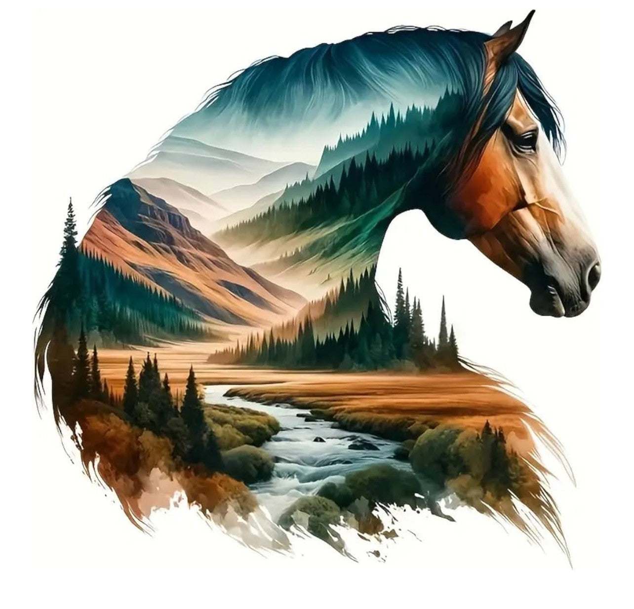 4" Sticker Horse River