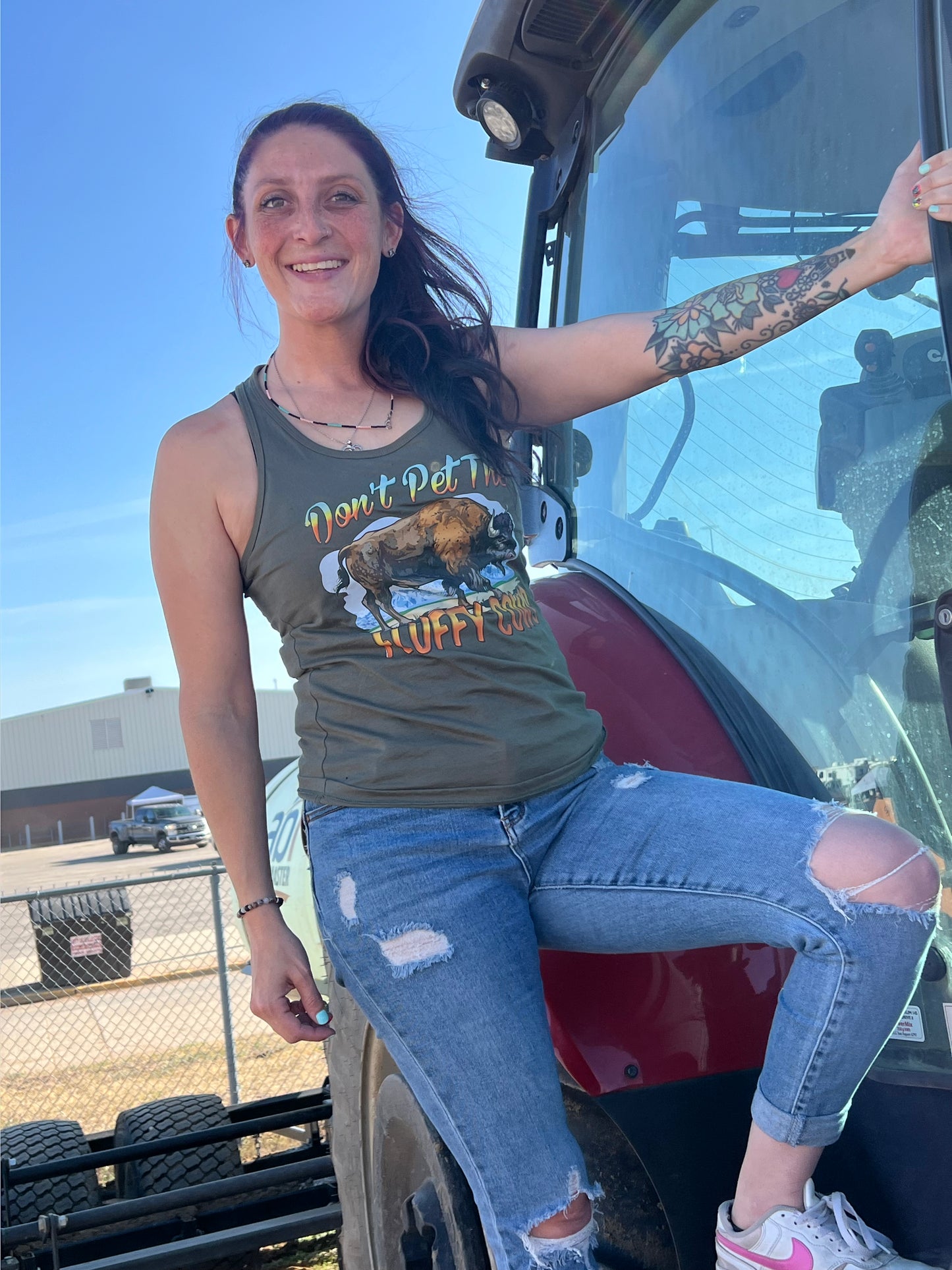 Don’t Pet the Fluffy Cows Women's Razor Back Tank Top