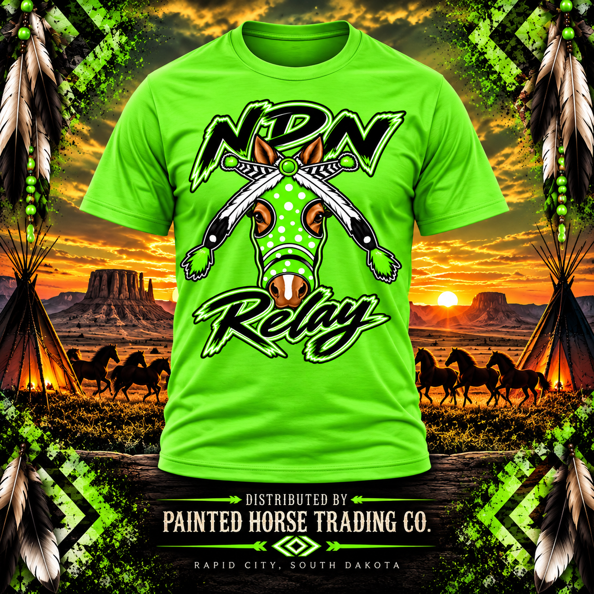 NDN Relay Masked Horse (Green, Black & White)