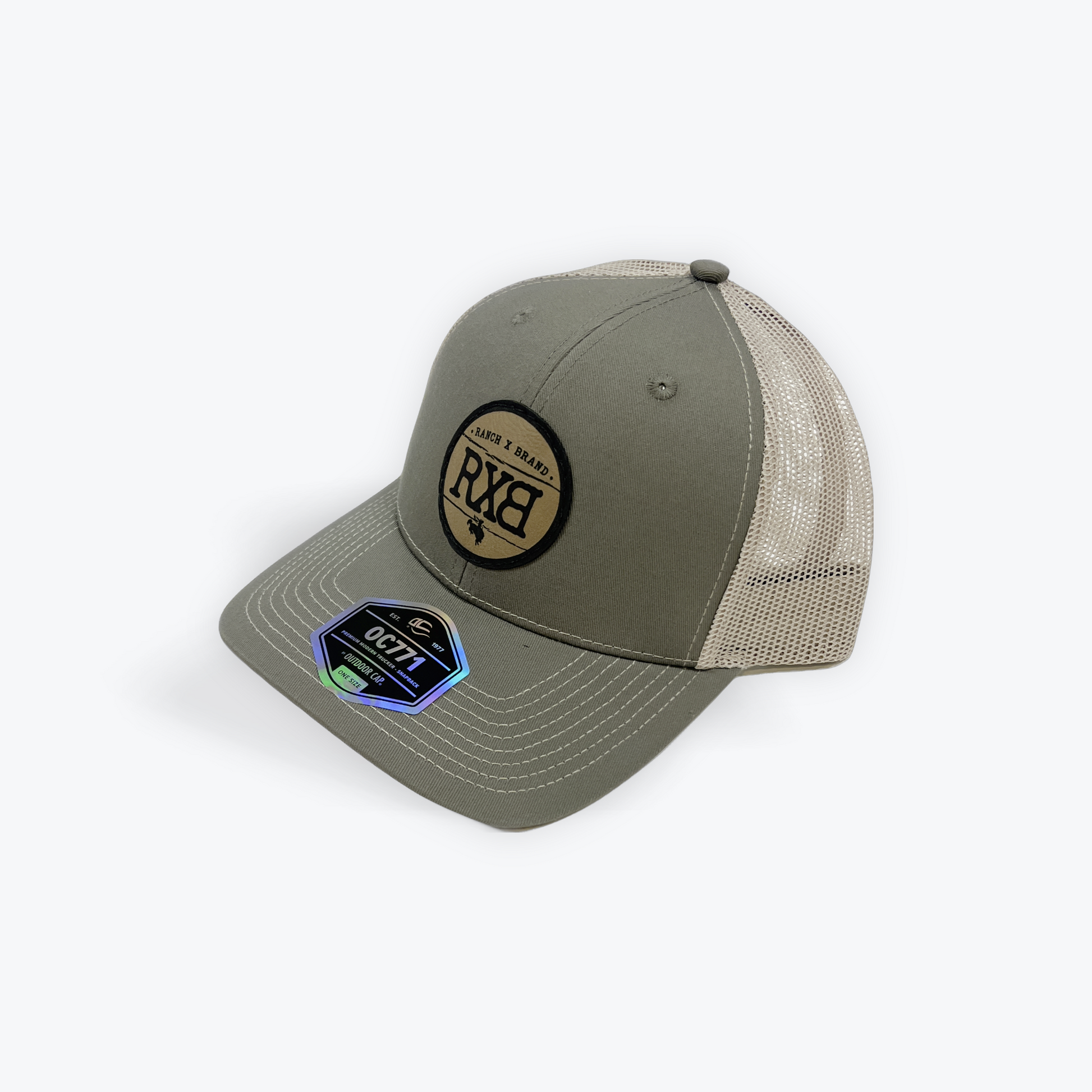 Olive and Grey cap with RXB Circle logo 