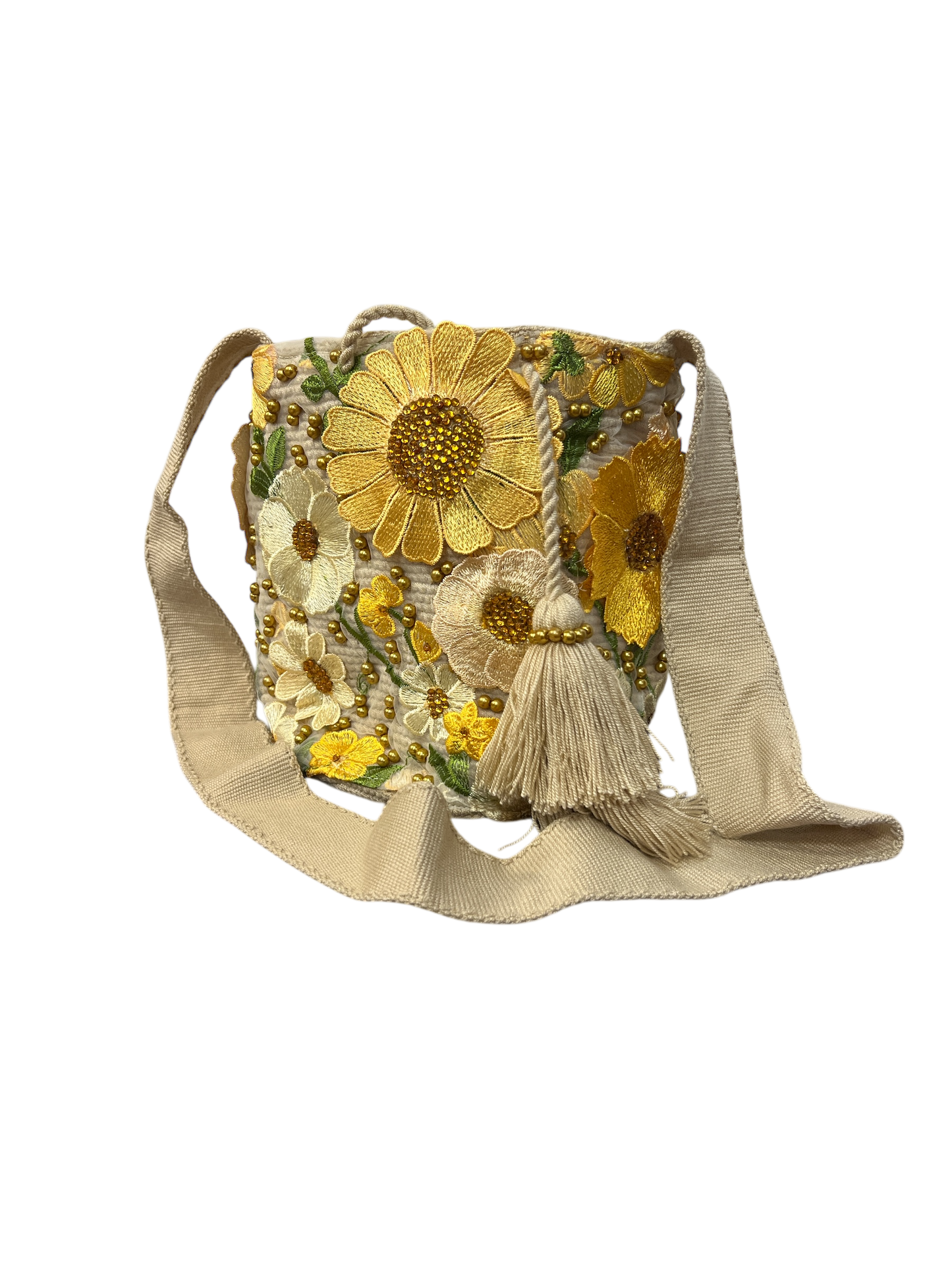 Wayuu' Daisy 3D Fower Beaded Hand Bag (Medium)