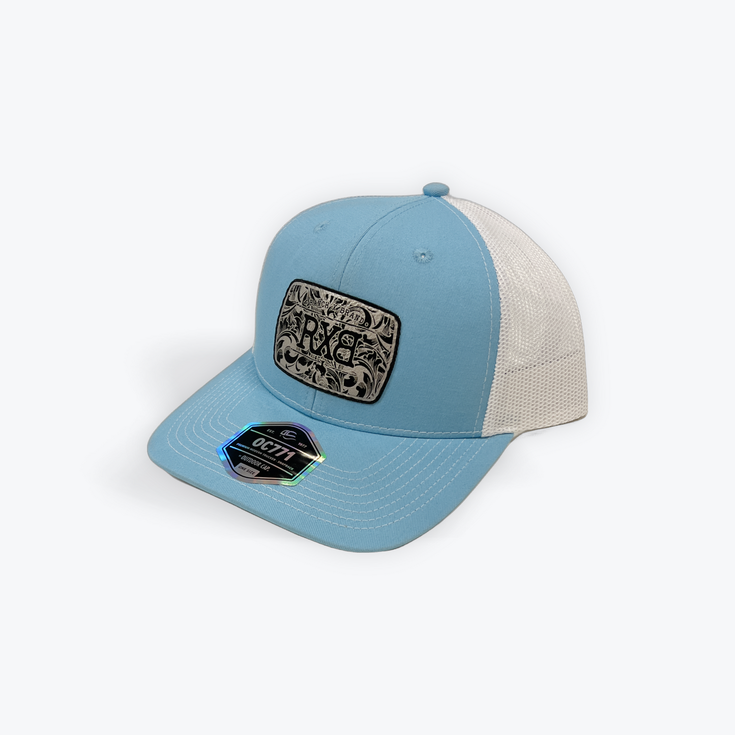 RXB Powder Blue Metalic Beltbuckle Leather Patch Cap