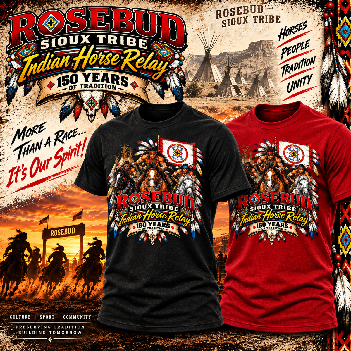 OFFICIAL 150th Year Rosebud Sioux Indian Horse Relay Tee
